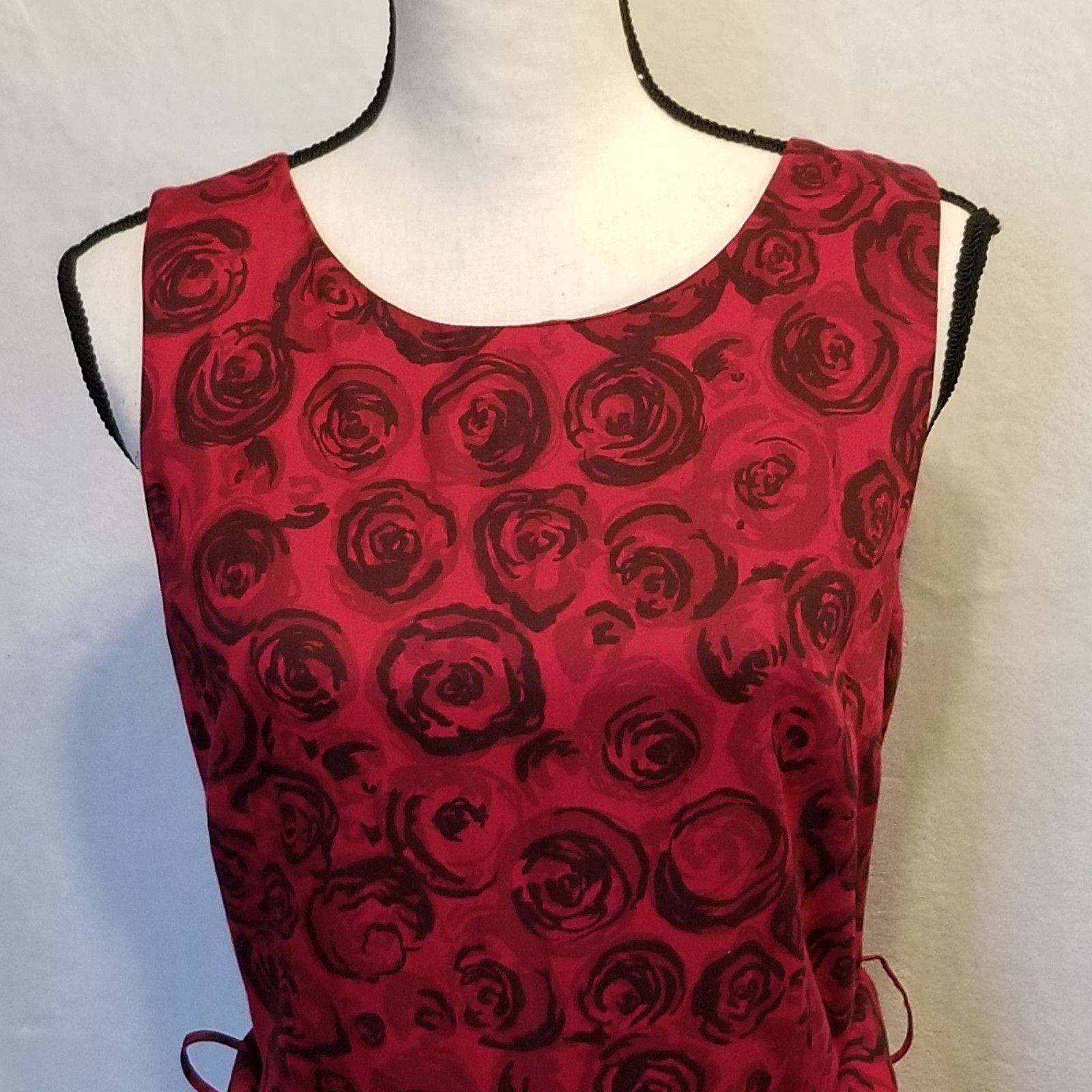 People Tree Med (Uk 14) Dress 100% Organic Cotton Roses Fit Flare Preppy Boho — image 3 of 8